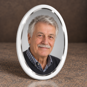 Fotoporzellan Oval mit Silberrand